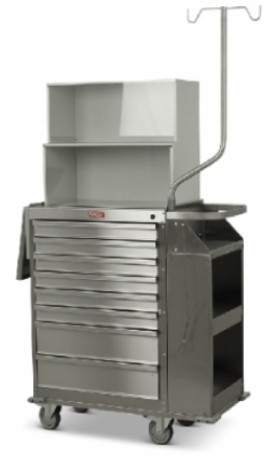 Harloff Deluxe Stainless Steel 8 Drawer Cast Cart w/ Accessory Pkg & Top Storage | 6025-TC