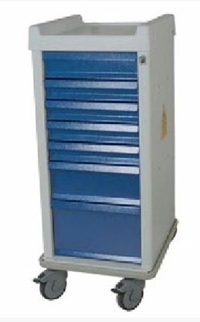 Harloff MR-Cond. Narrow 7 Dr. Anesthesia Cart w/Standard Pkg & Key Lock | MRN7K