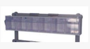 Harloff MR-Conditional Cart Accessory - 6 Compartment Tilt Bin w/Mounting Clip | MR-6TILT
