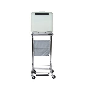 Blickman Chrome Step-On Hamper w/Lid & Casters | 2010