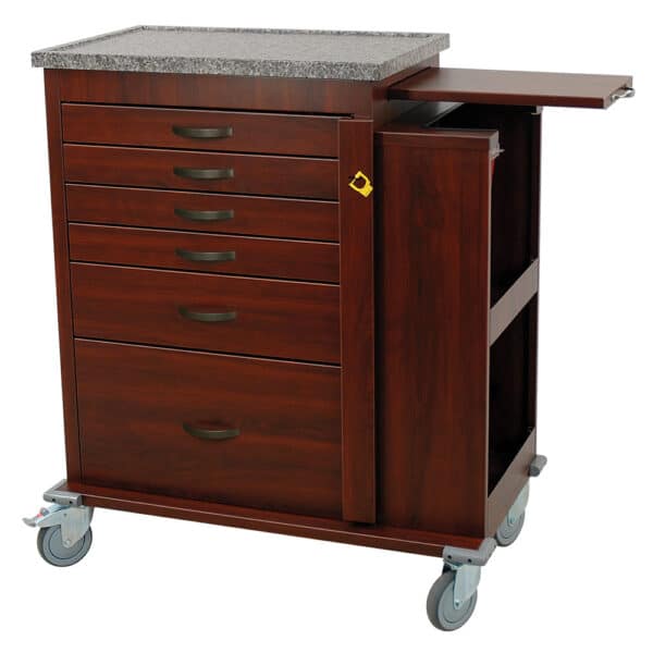 Harloff Wood Vinyl 6 Drawer ER Cart w/Side Cabinet | WV6400SC