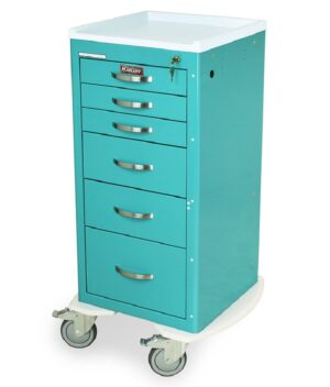 Harloff A-SERIES MINI WIDTH CART w/6 Drawers & Standard Key Lock | MPA1830K06